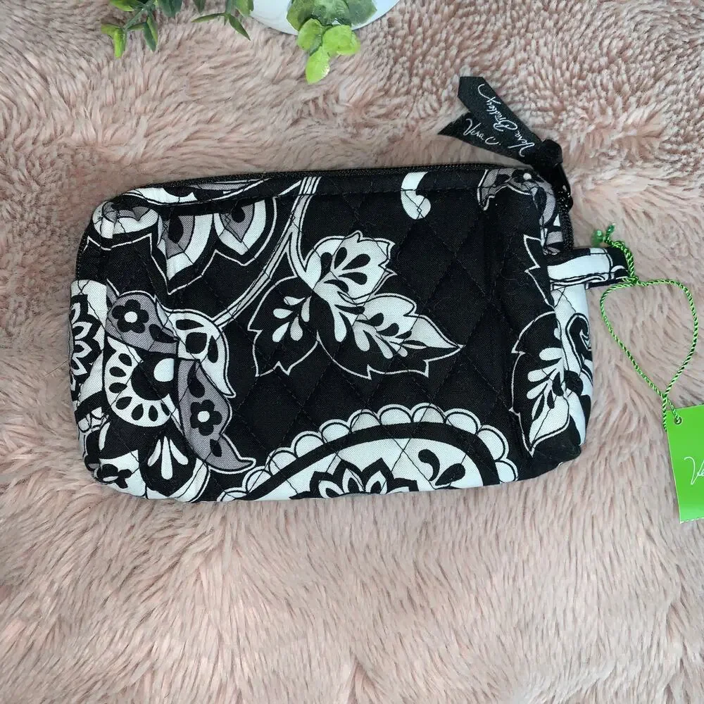 NWT Vera Bradley Midnight Paisley Black / White Small Travel Cosmetic Bag